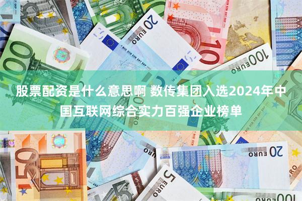 股票配资是什么意思啊 数传集团入选2024年中国互联网综合实力百强企业榜单